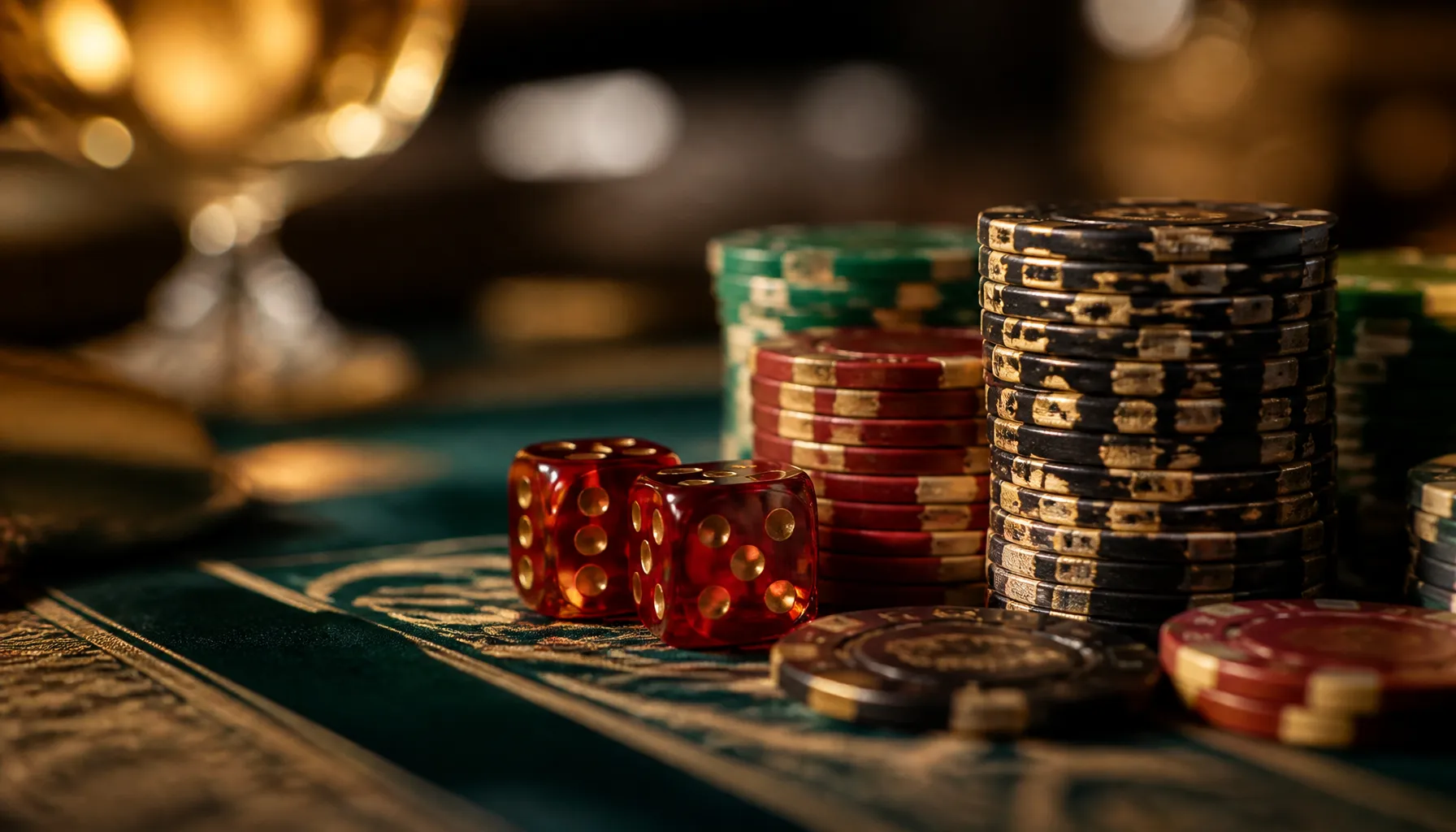 A gleaming golden spinning top rests on a dark marble surface, bathed in warm cinematic light with bokeh highlights